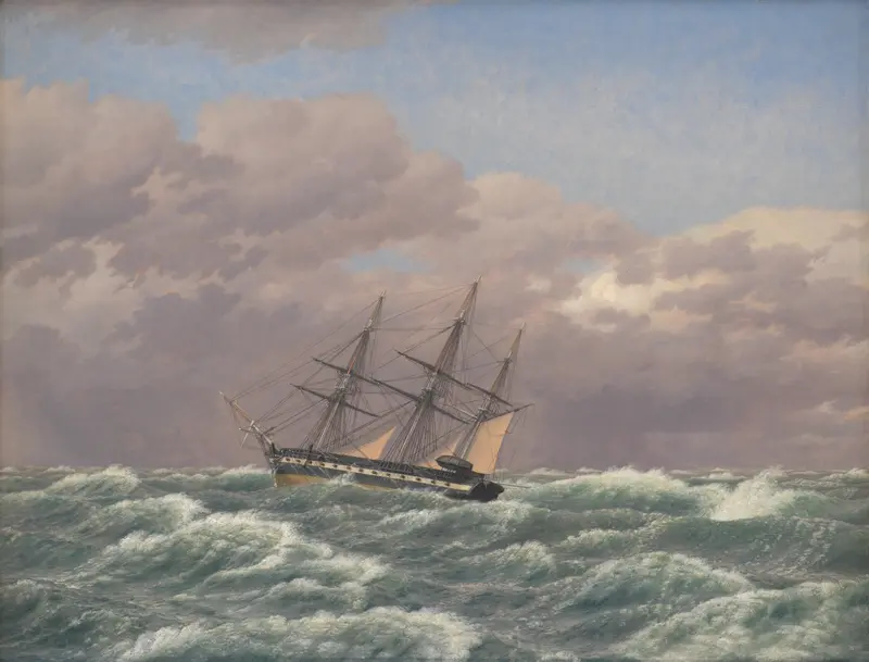 The Corvette ‘Galathea’ in a storm, oil painting by Christoffer Wilhelm Eckersberg