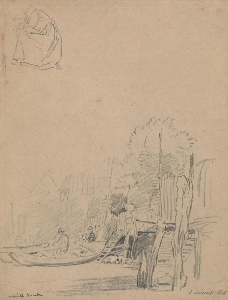 A serene depiction of the Thames at Millbank, capturing the atmospheric details of the riverbank.