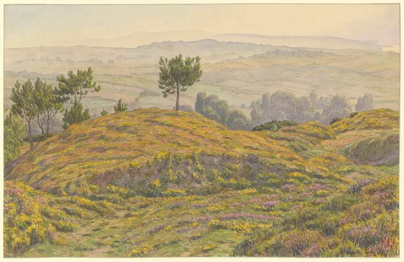 Morgat by Henri Rivière, watercolor on paper depicting a tranquil coastline with ocean waves.