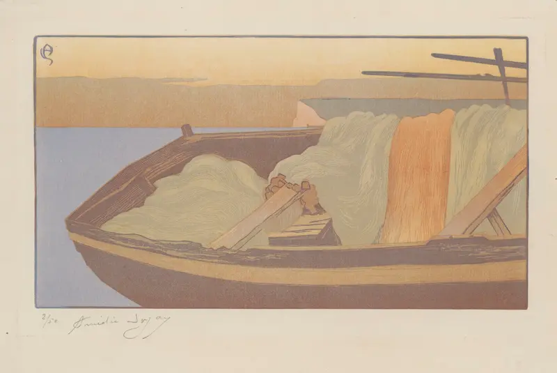 Les Filets (Yport) by Amédée Joyau, impressionism, marine scene