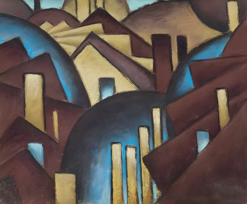 Arthur Dove's 'Nature Symbolized No. 1 (Roofs)' captures abstract forms of rooftops.