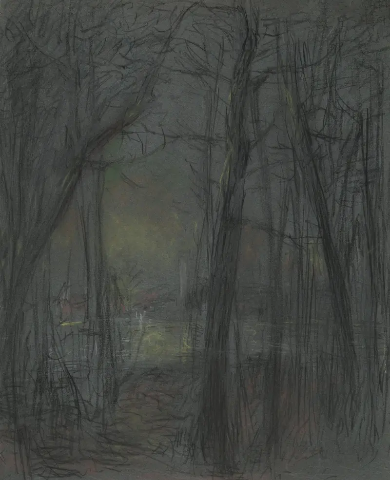 Forest Scene by John Ferguson Weir, depicting a tranquil forest landscape in an unknown medium.