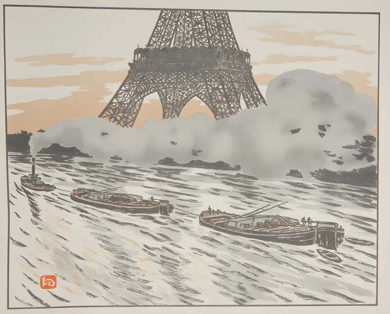 Henri Rivière's 'Les peniches' captures a serene marine scene.