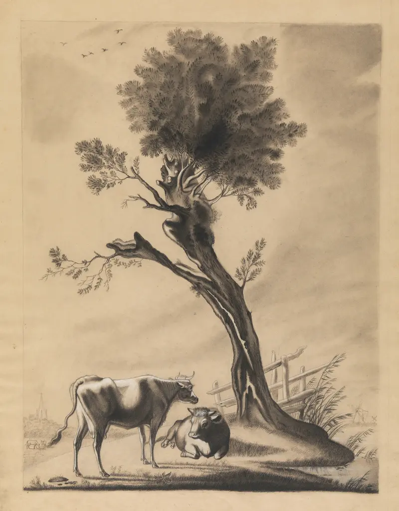 Cows grazing in a rural landscape, oil painting by Eugène Joseph Verboeckhoven.