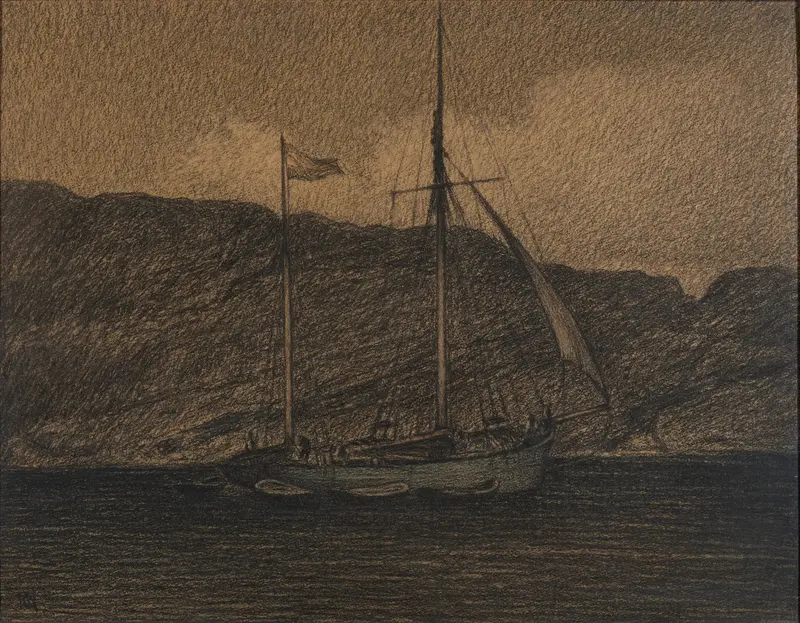 Fishing boat on the sea, oil on canvas by Karl Nordström