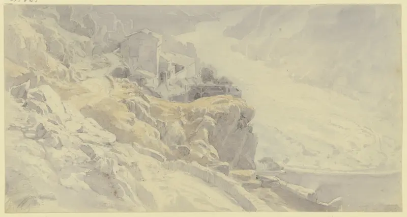 Landscape depicting hills and a river by Peter Burnitz, medium unknown.