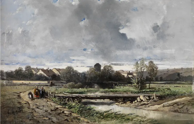 Landscape of A Village in Normandy by Charles Hoguet, oil on canvas