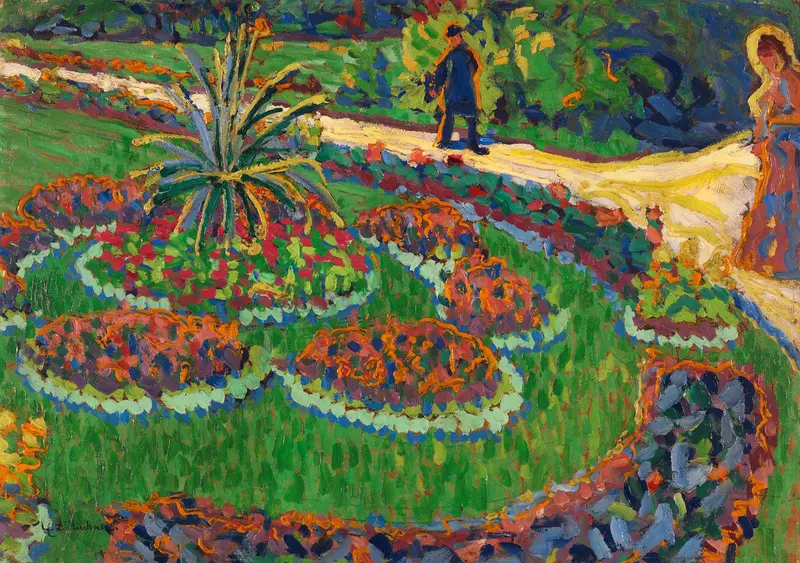 Genre scene depicting a couple in a park, oil painting by Ernst Ludwig Kirchner