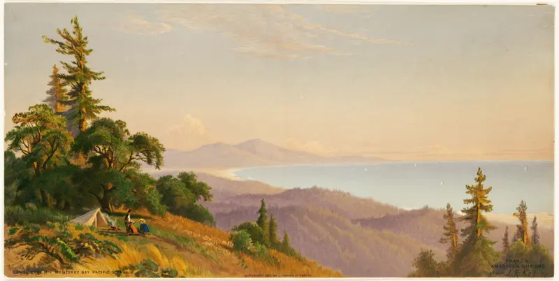 Landscape of Santa Cruz Mts. and Monterey Bay by John Ross Key, oil painting