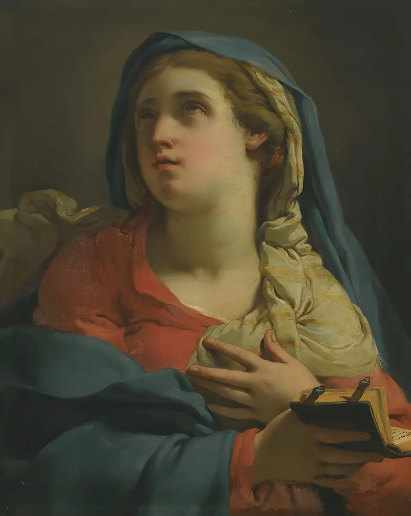 A depiction of the Annunciation featuring the Virgin Mary.