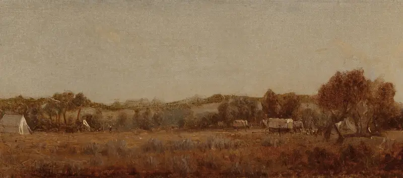 A Sketch at the Camp on the La Bonté, oil on canvas by Sanford Robinson Gifford