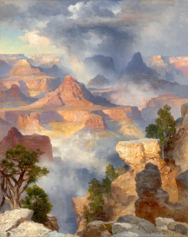 Oil painting of Grand Canyon with Colorado River by Thomas Moran