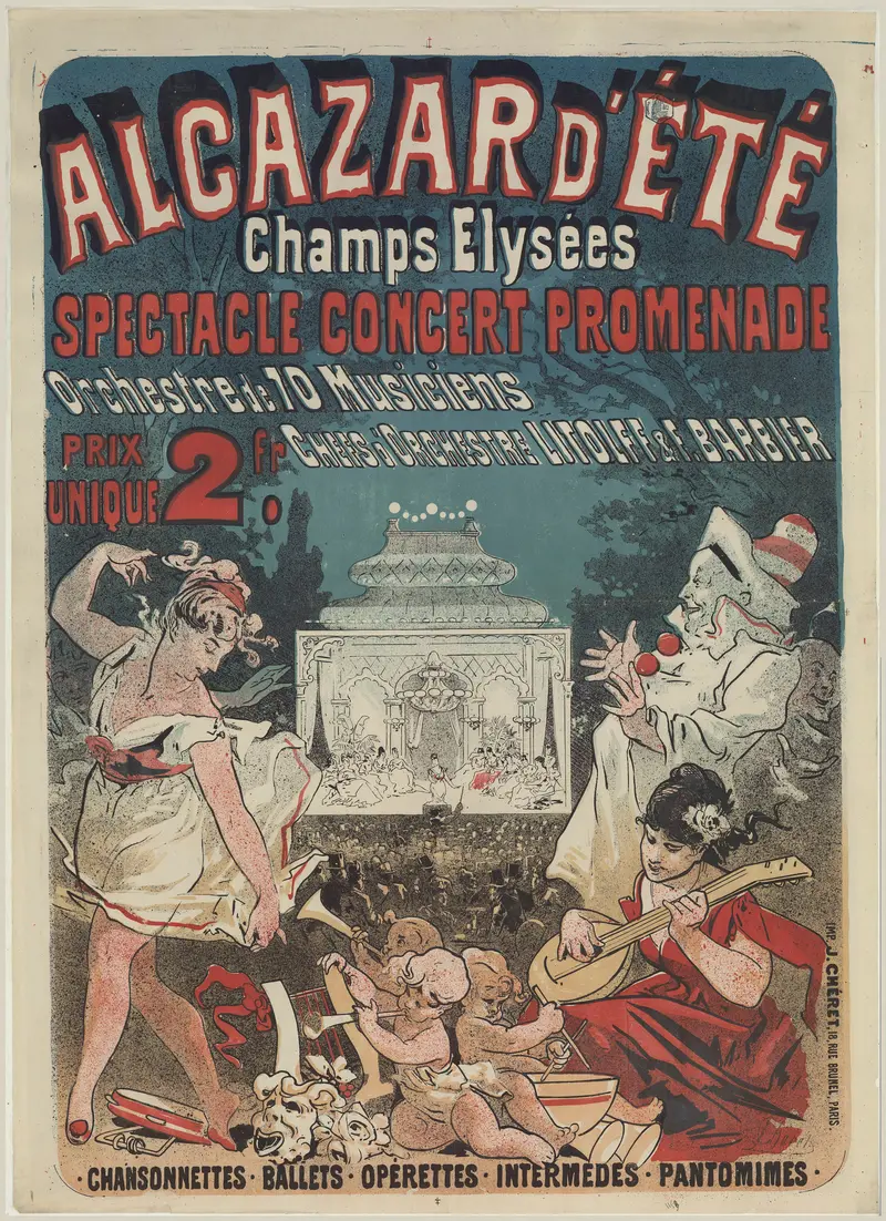 A vibrant scene depicting leisure activities at the Champs Elysées.