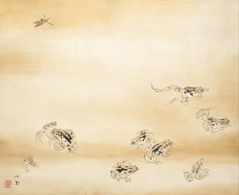 Landscape with willow branches in ink on silk by Takeuchi Seihō