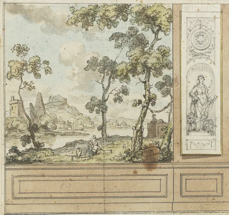 Decorative interior design drawing by Jurriaan Andriessen