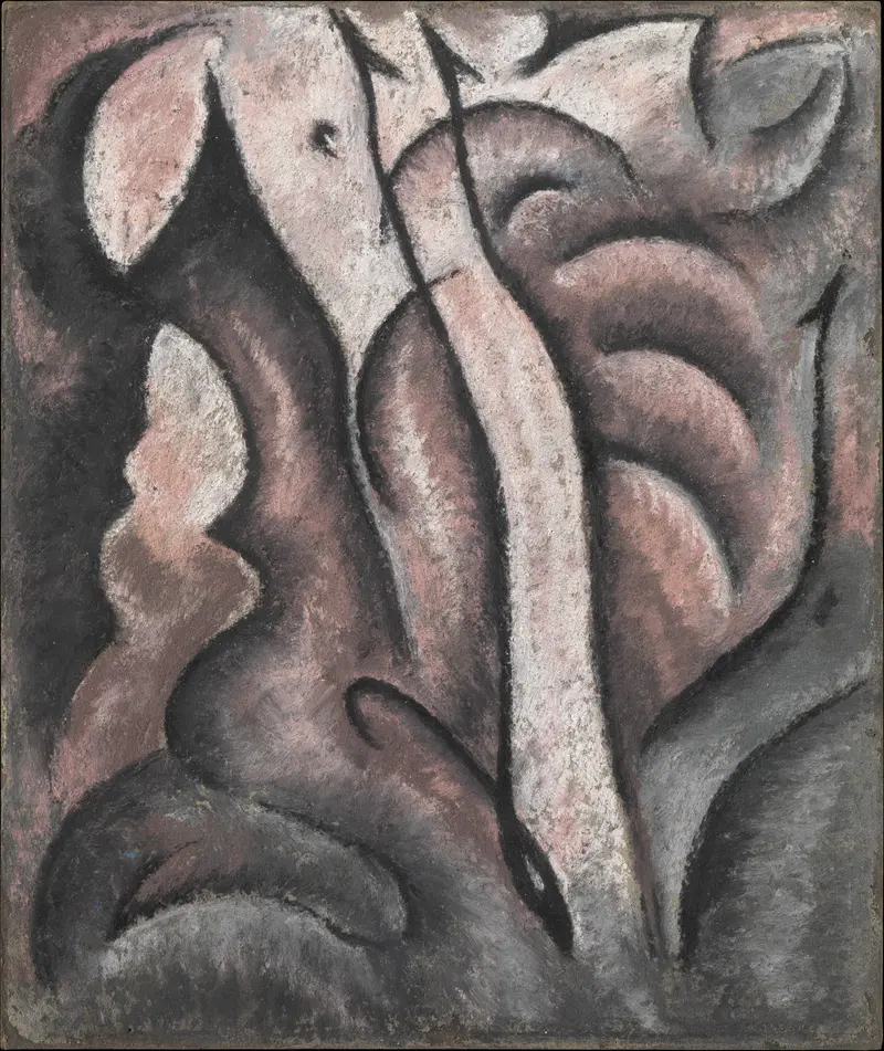 Arthur Dove's 'Sentimental Music' features vibrant colors and abstract forms that evoke musical themes.