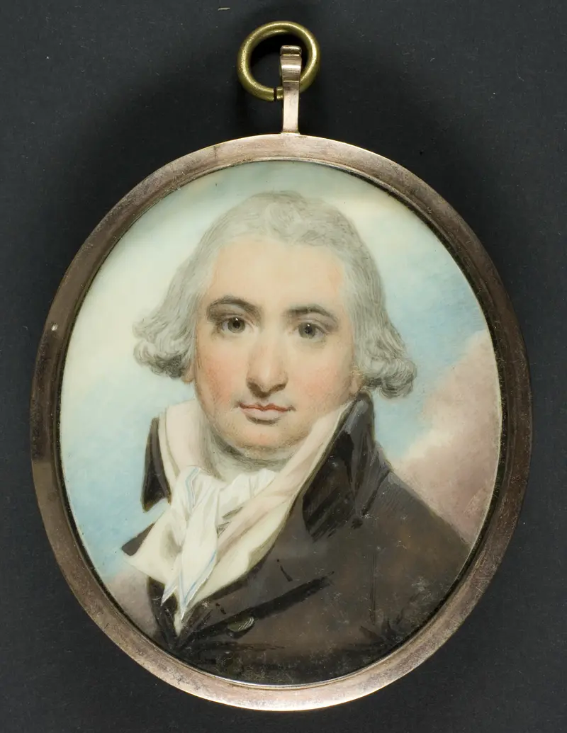 Portrait of Benjamin Hopkinson, ivory medium, by English