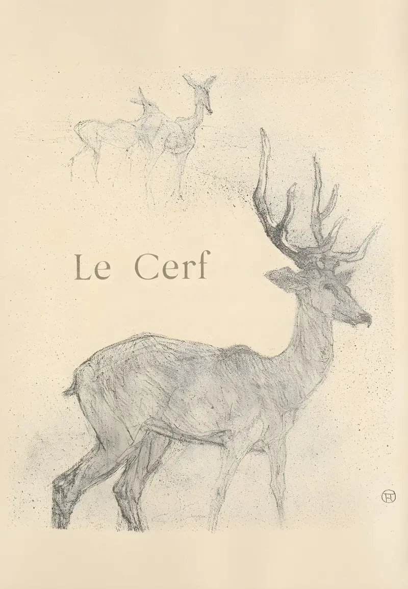 Henri de Toulouse-Lautrec's 'Le Cerf' features a striking depiction of a deer.