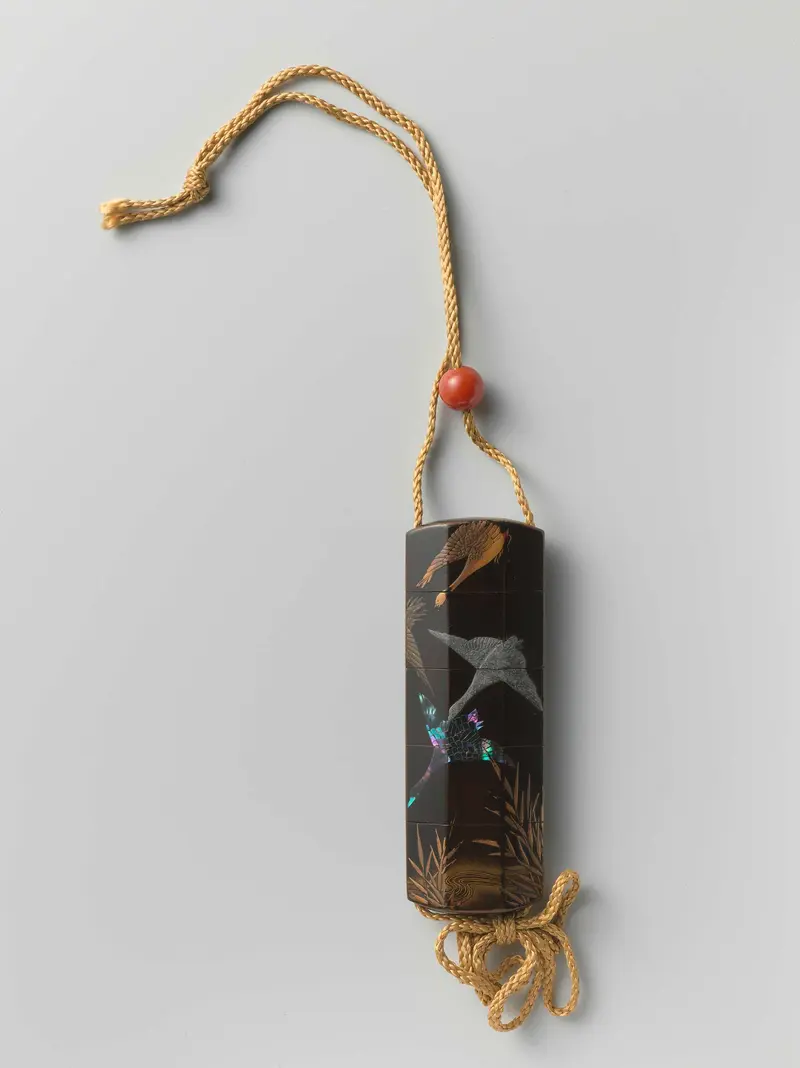 Wood inro depicting geese by Unknown Artist
