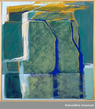 Contemporary landscape by Kerstin Grundberg depicting granite textures in tempera