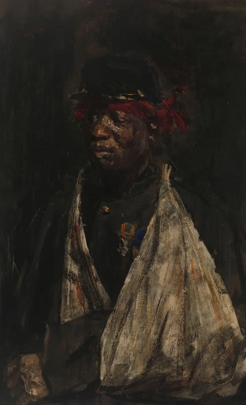 Portrait of a wounded KNIL soldier by Isaac Israels, oil on canvas