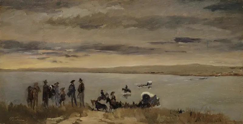 Landscape of the Platte River by Frank Buchser, oil painting