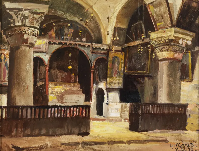Interior of Helenenkapelle, oil on canvas by Georg Macco