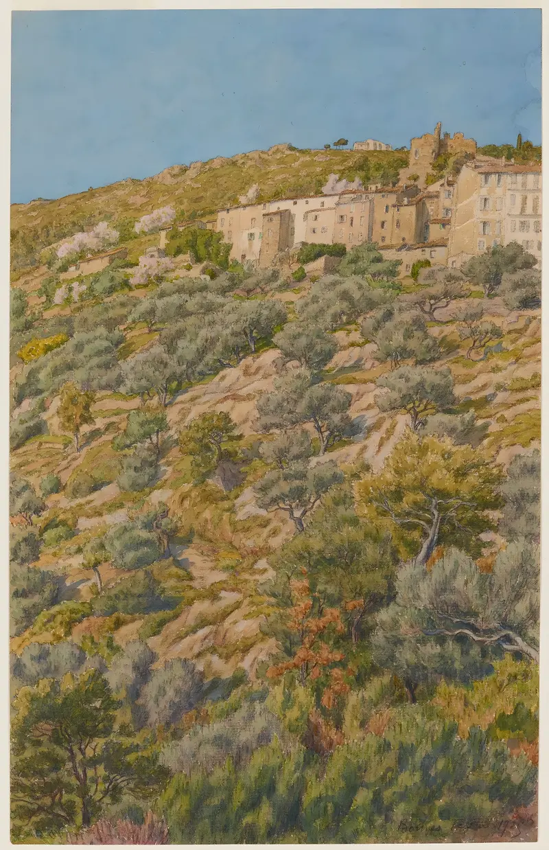 Landscape in muted greens and blues by Henri Rivière, 1925