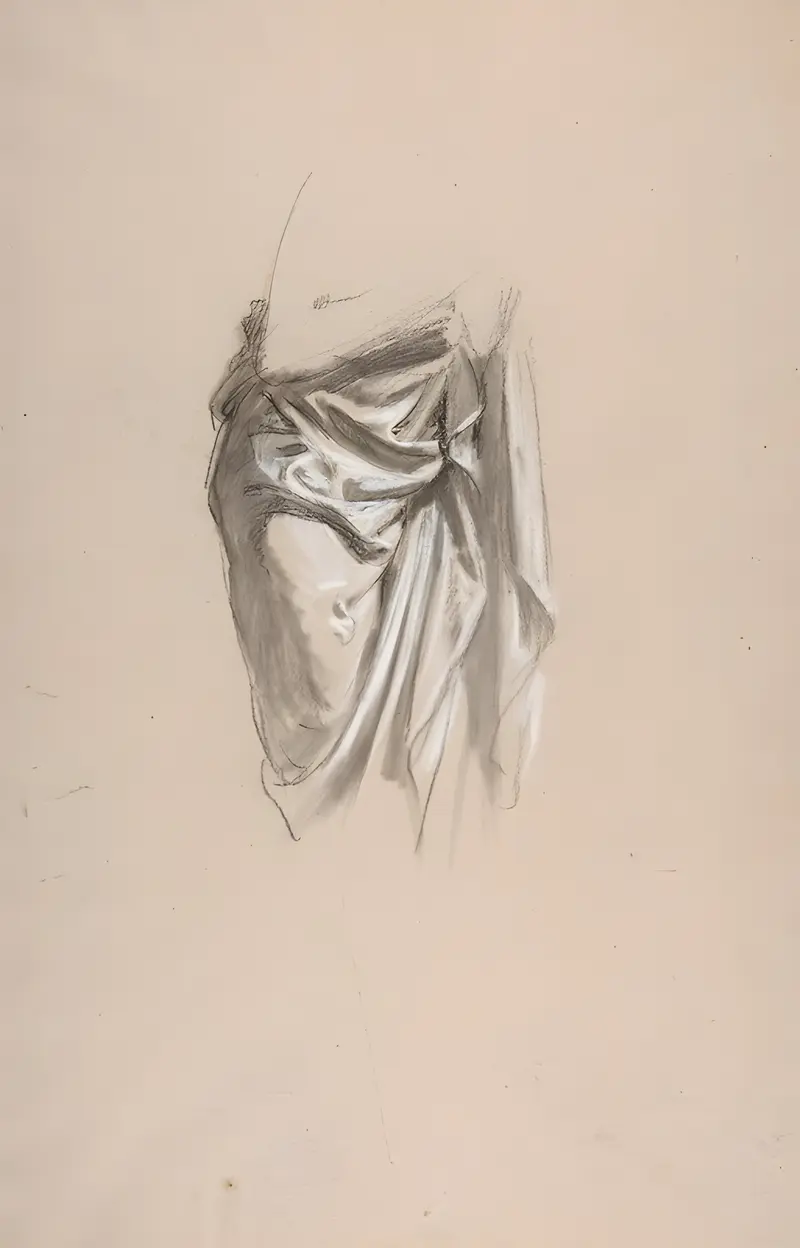 A detailed study of drapery by Isidore Pils.