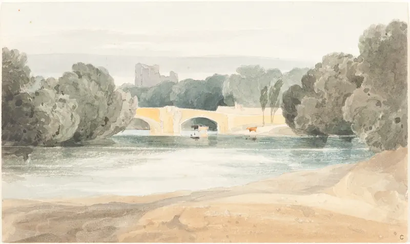 Bridge at Knaresborough by Rev. James Bulwer, oil painting depicting a serene landscape.