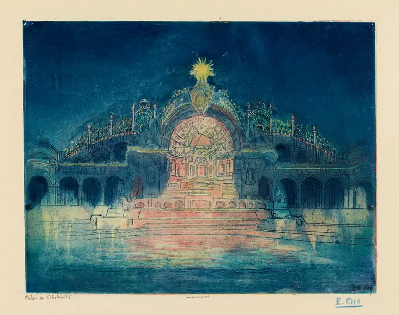 Palais de l’Electricité by Pierre-Marcel Roy, oil on canvas depicting ethereal light and shadow