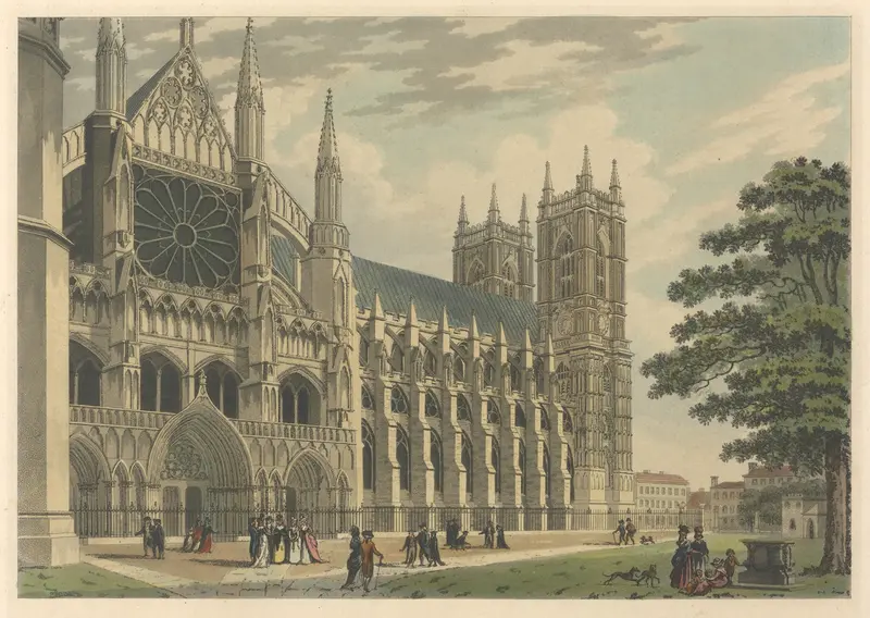 North Front of Westminster Abbey by Thomas Malton, Gothic architecture, intricate carvings