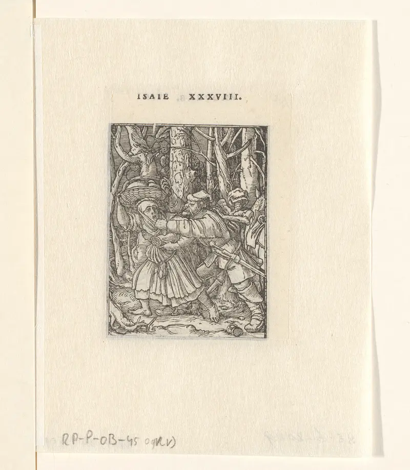 Dief en de Dood by Hans Holbein II, paper artwork depicting death and a thief