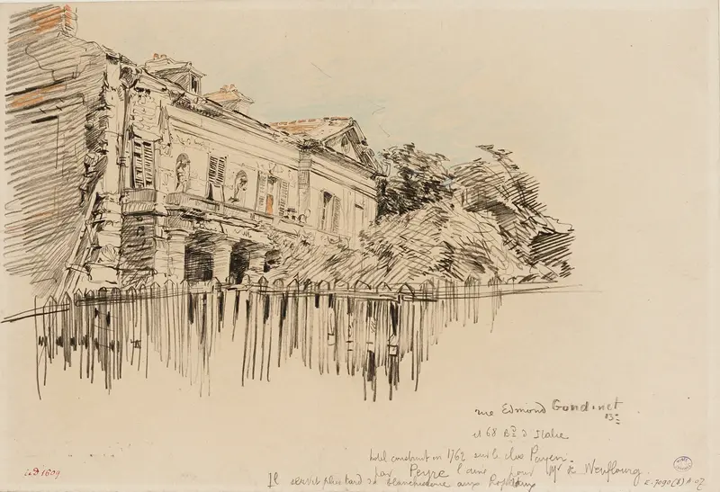 Architecture at dusk in La folie Neufbourg by Charles Jouas, Impressionism