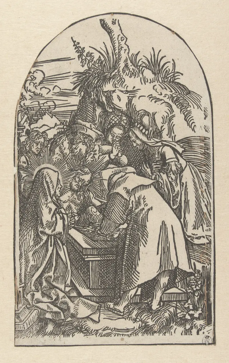 Religious scene with a mourner over a shrouded figure, paper by Jacob Cornelisz van Oostsanen