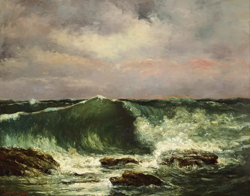 Waves by Gustave Courbet, oil on canvas depicting a tumultuous sea.