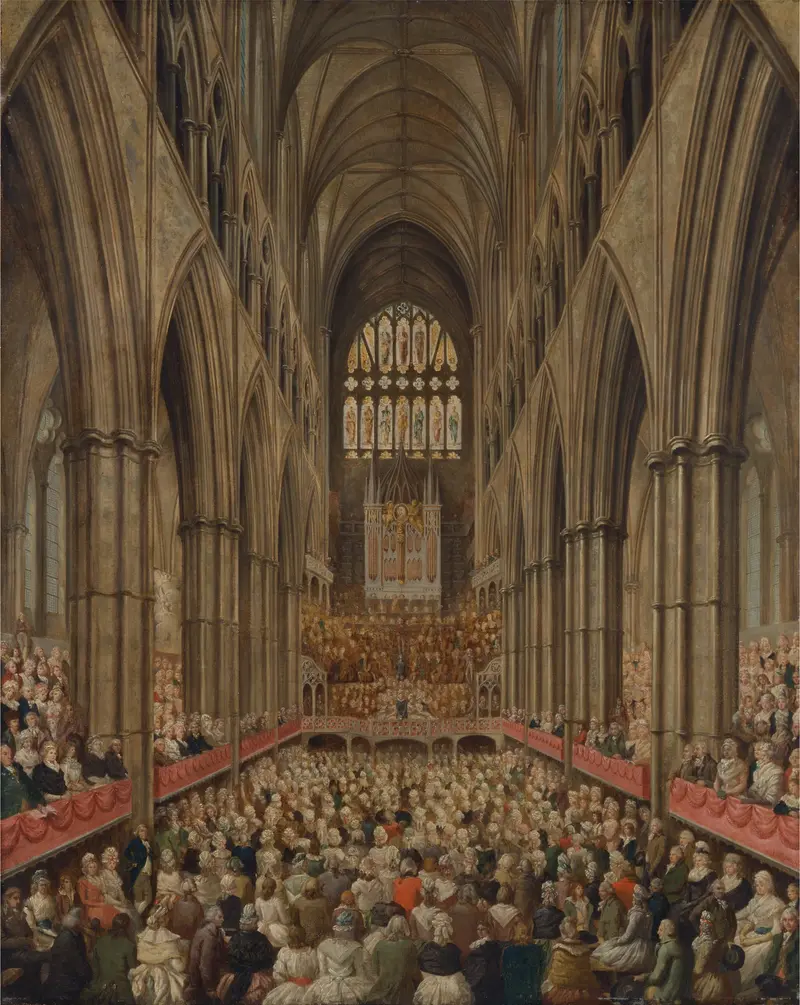 Interior view of Westminster Abbey, engraving by Edward Edwards