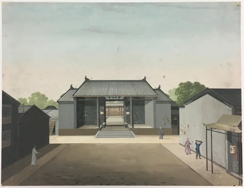 Genre scene of spinning cloth and preparing tea leaves by China, paper medium