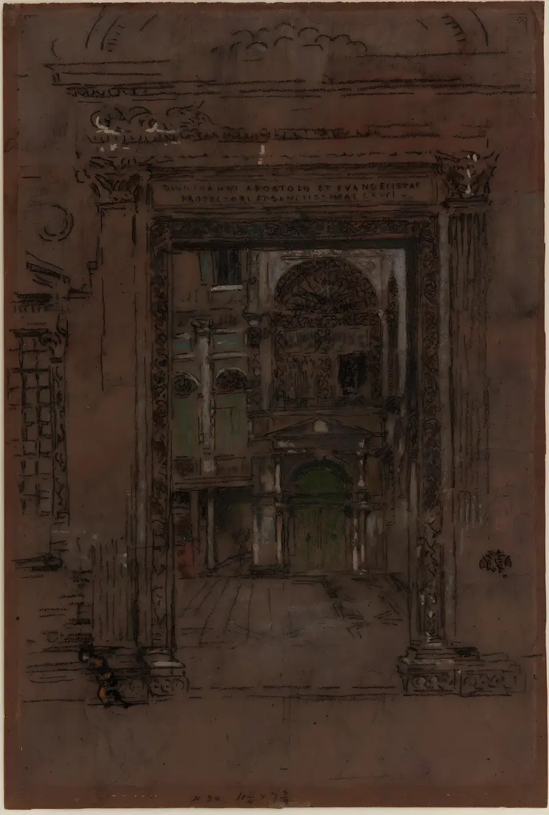 Religious figure in light and shadow, oil painting by James Abbott McNeill Whistler