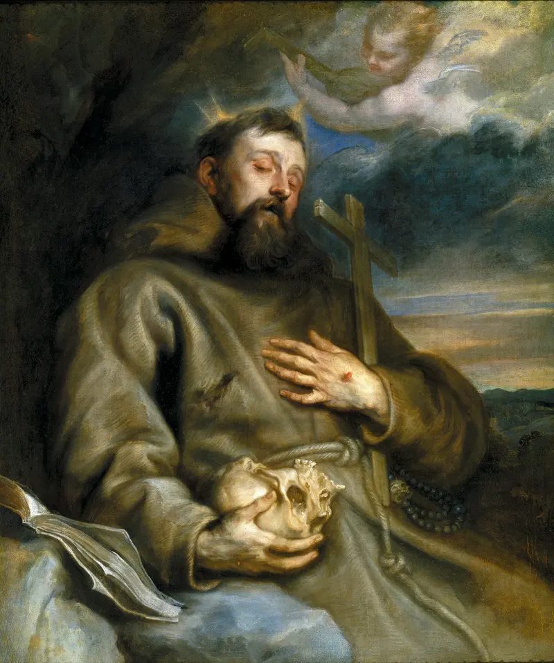 Saint Francis of Assisi in Ecstasy, painted by Anthony van Dyck in 1629, depicts the saint receiving the stigmata in a moment of serene rapture.