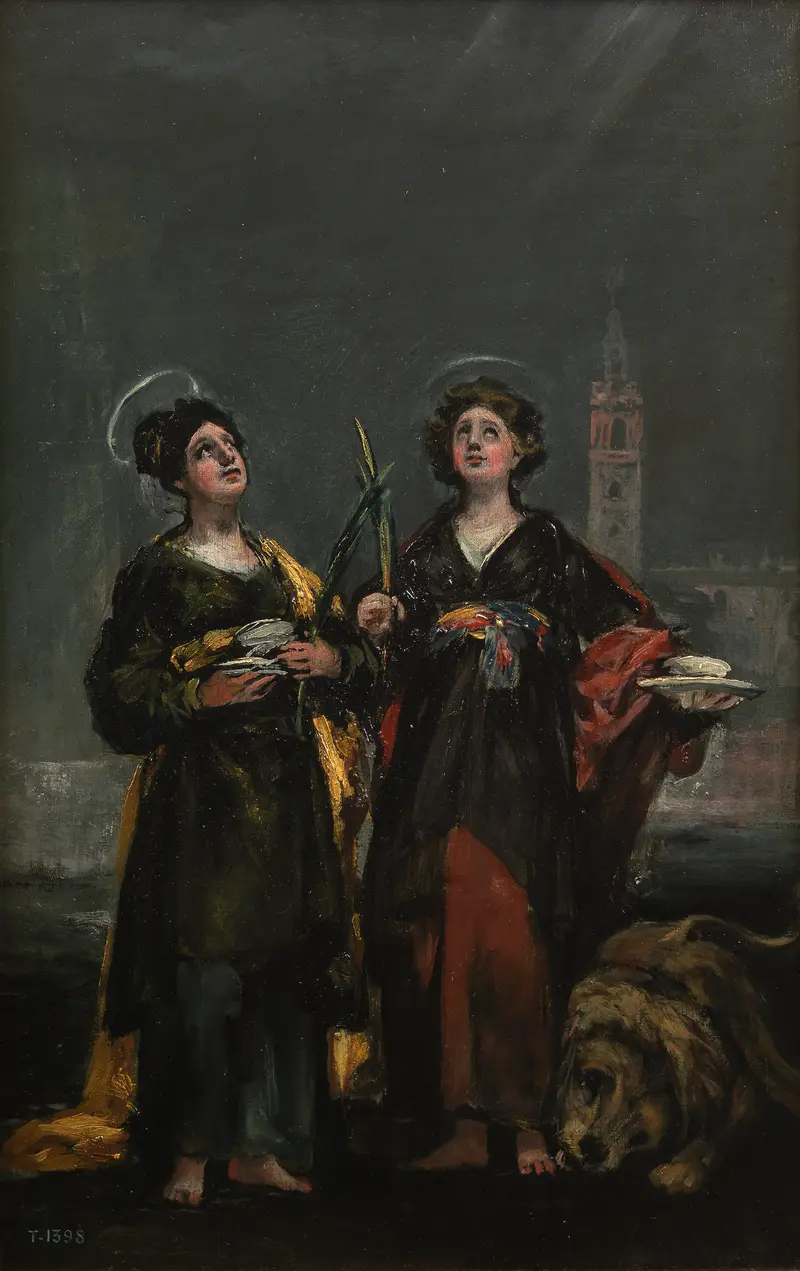 Saint Justa and Saint Rufina by Francisco de Goya depicts the two saints holding the model of the Giralda tower.