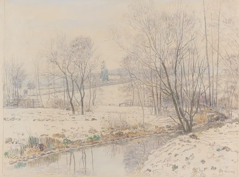Flusslandschaft in Hessen by Paul Baum, oil painting depicting a tranquil river landscape