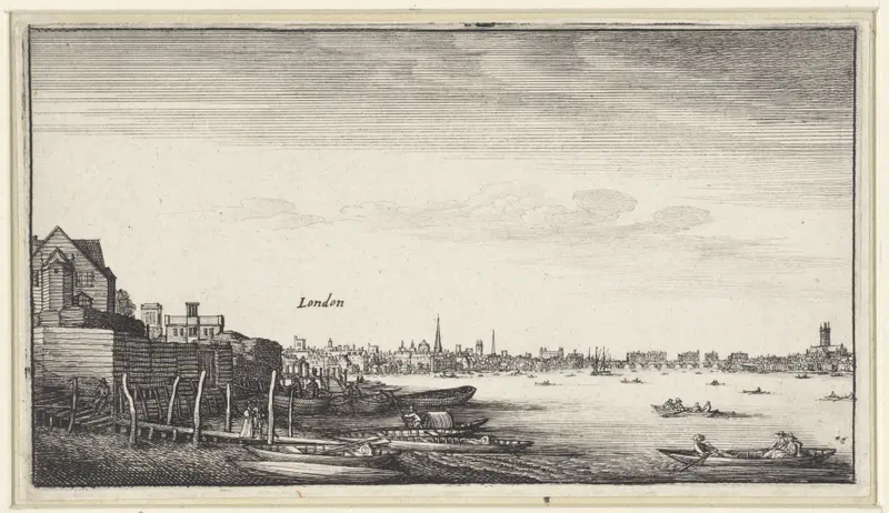 Etching by Wenceslaus Hollar depicting the River Thames and London skyline