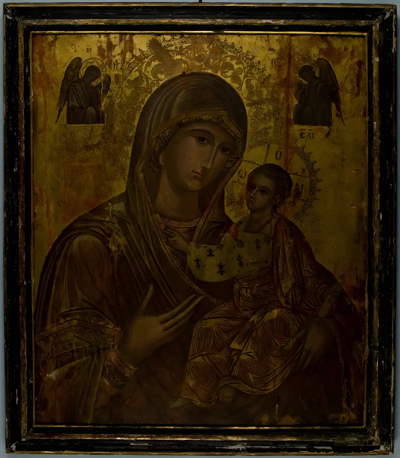 Renaissance wood sculpture of Madonna and Child by an unidentified artist