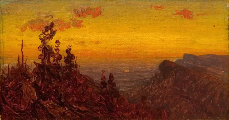 Oil on canvas by Sanford Robinson Gifford depicting mountains at twilight