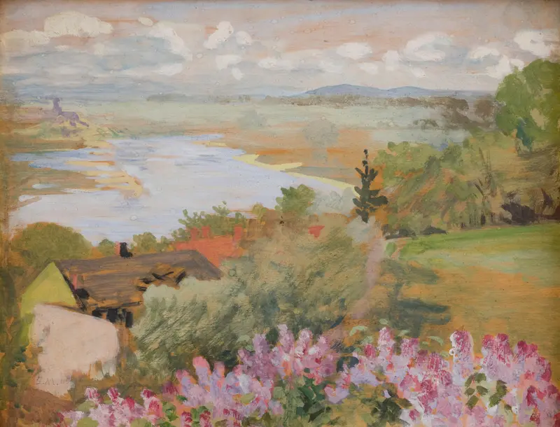 Valley of the Vistula from Zwierzyniec by Jacek Malczewski, oil painting of a tranquil river landscape.