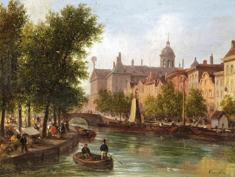 Landscape of Amsterdam featuring the Royal Palace by Giuseppe Canella, medium unknown