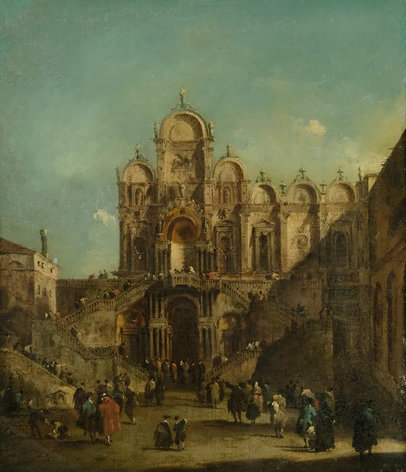 View of Campo San Zanipolo with loggia, oil on canvas by Francesco Guardi