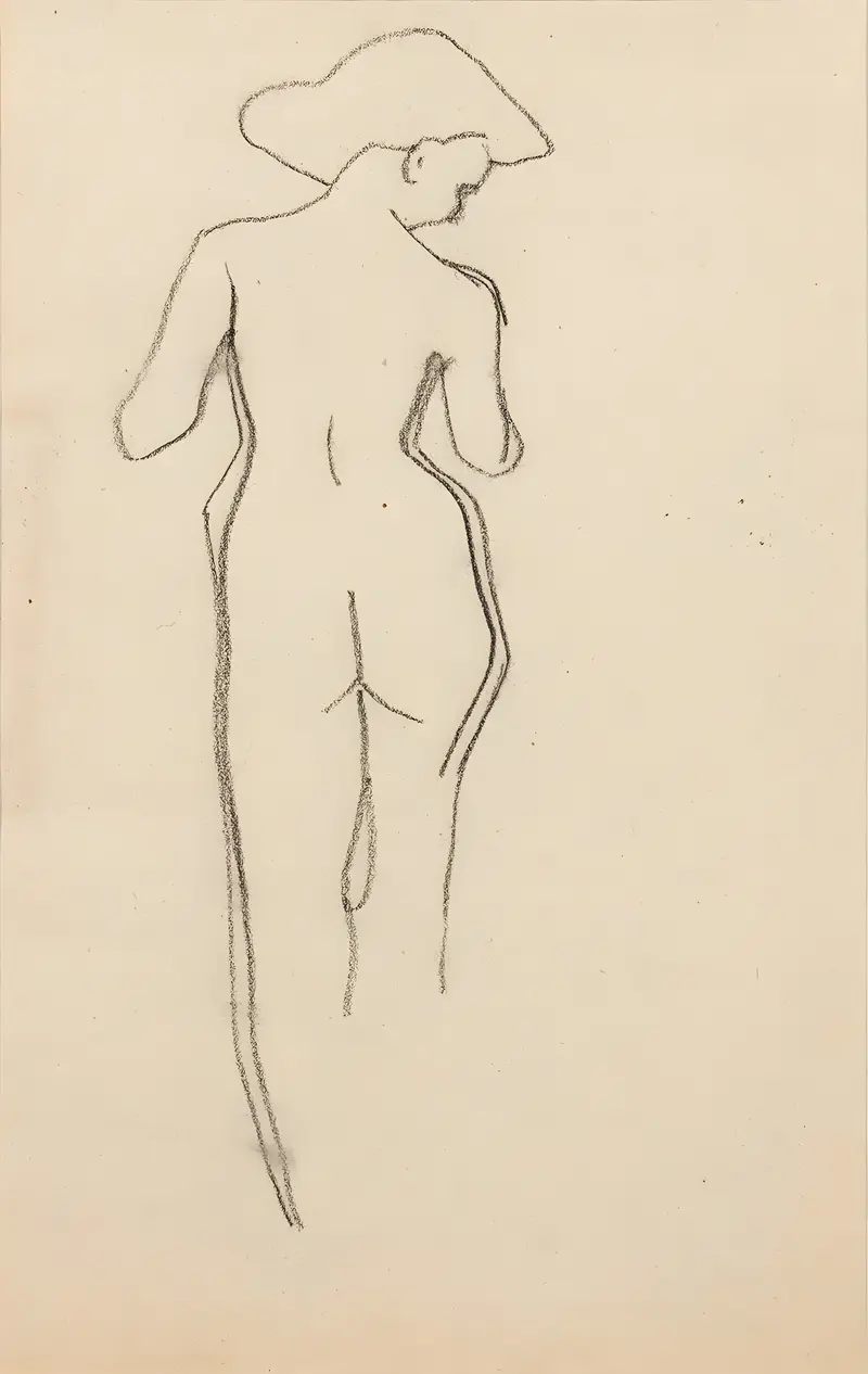 Amedeo Modigliani's 'Esquisse de femme nue de dos' showcases a nude woman from the back.