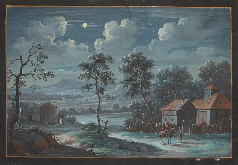 Landscape under moonlight, oil on canvas by Margaretha Barbara Dietzsch